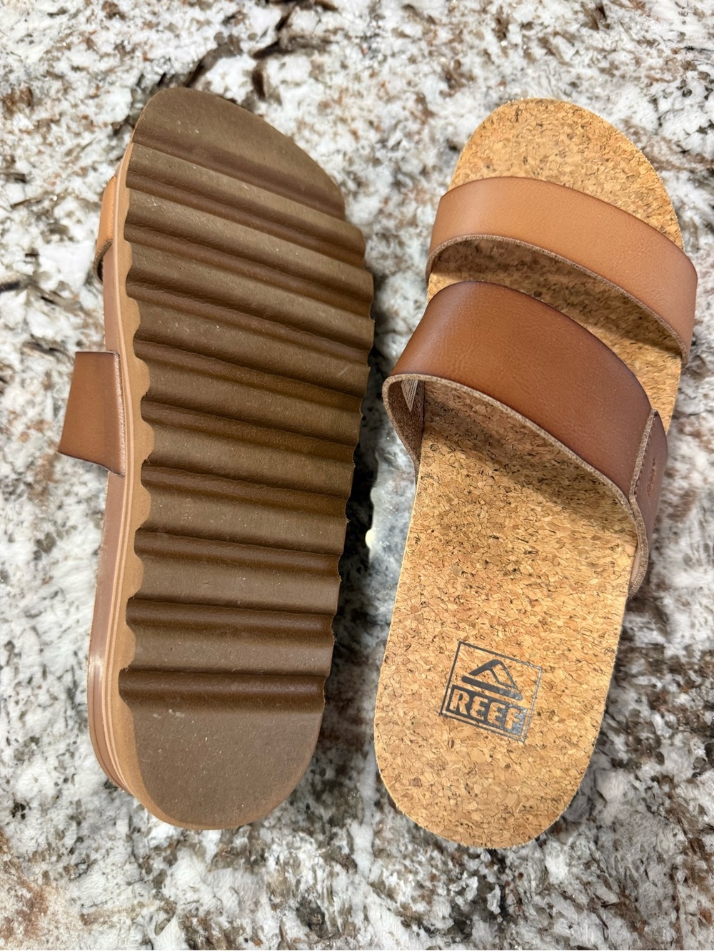 Reef Women’s Double-Strap Cork Slide Sandals - Brown/Tan - Picture 2 of 4